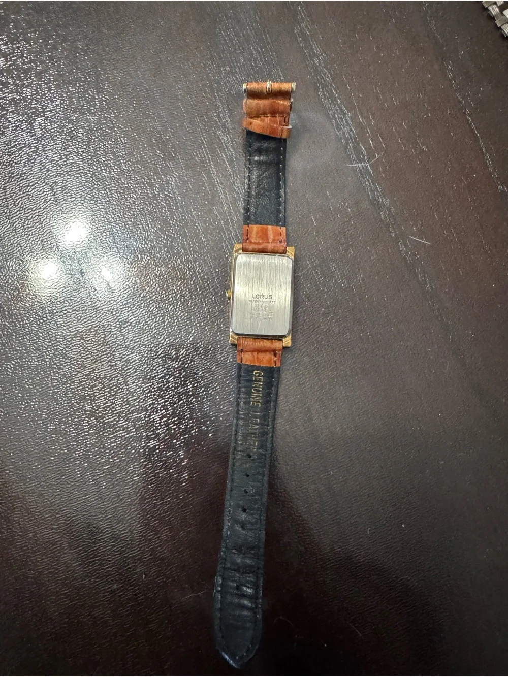 Lorus Disney Gold-Tone Mickey Mouse Rectangle Watch - Brown Leather Strap